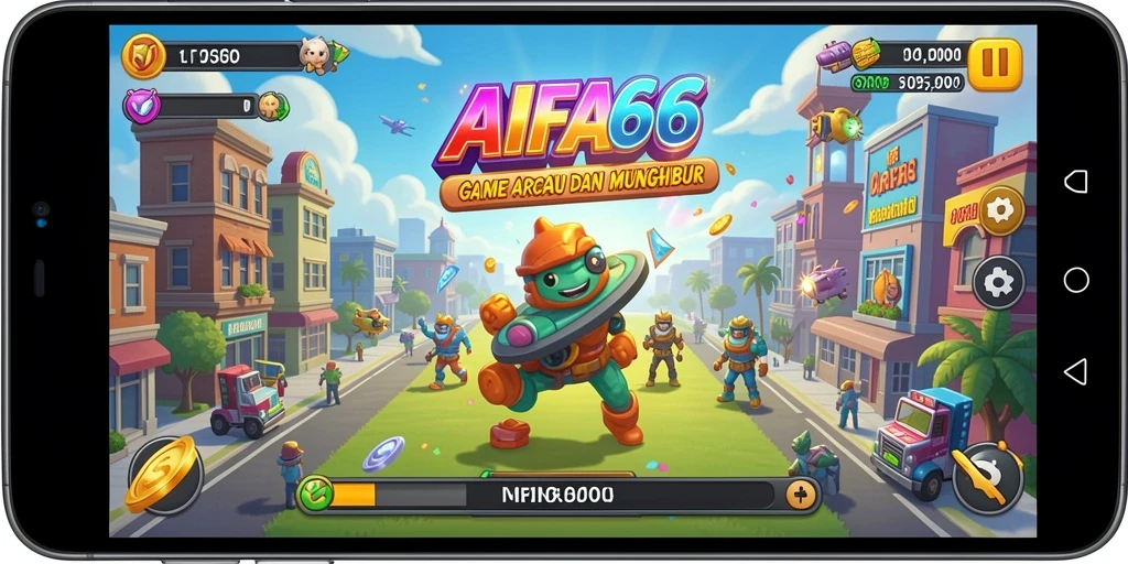Tangkapan layar AIFA66 menampilkan aksi gameplay Arcade yang mengasyikkan dan penuh warna.