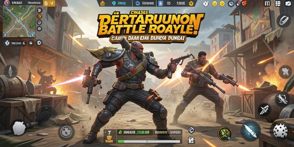 Tangkapan layar dari gameplay seru CINA365 saat bertarung di arena Battle Royale.