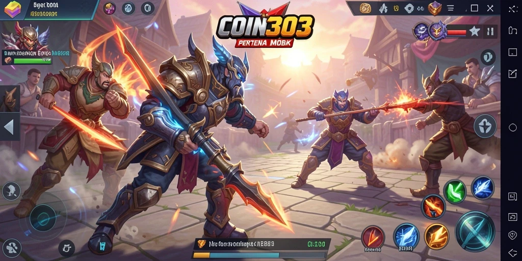 Screenshot gameplay COIN303 yang menampilkan aksi seru di arena MOBA.
