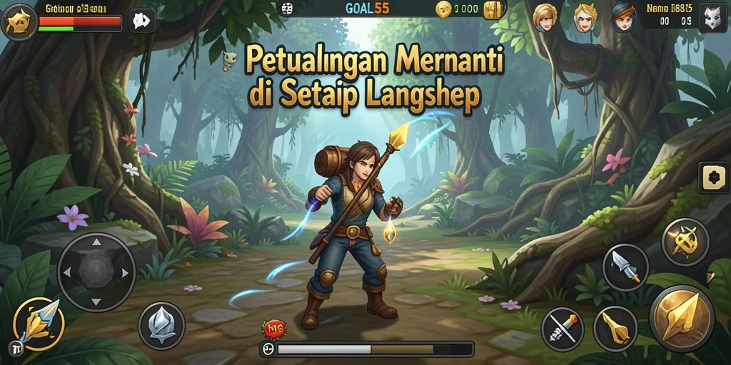 Tampilan seru gameplay GOAL55 dengan petualangan yang memukau.