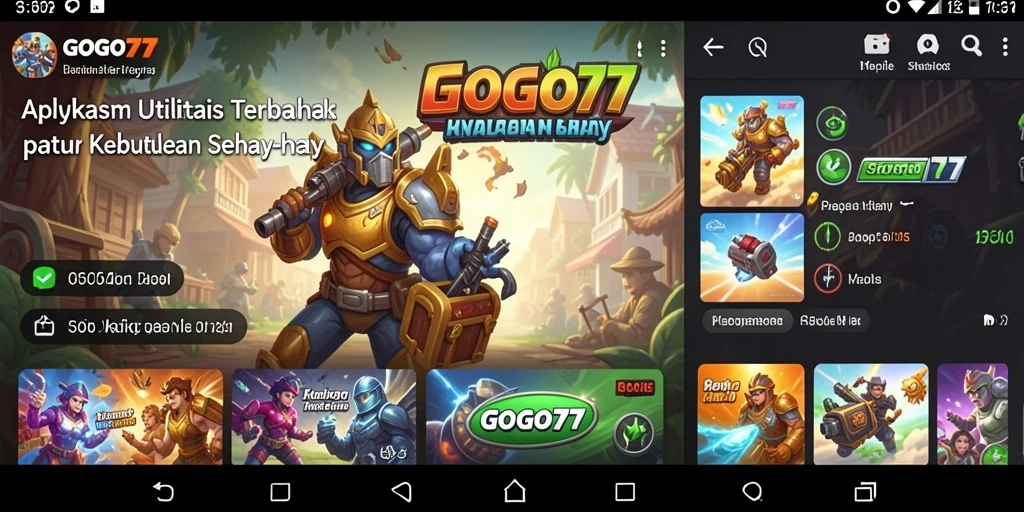 Screenshot GOGO77 menampilkan antarmuka yang sederhana dan fungsional.