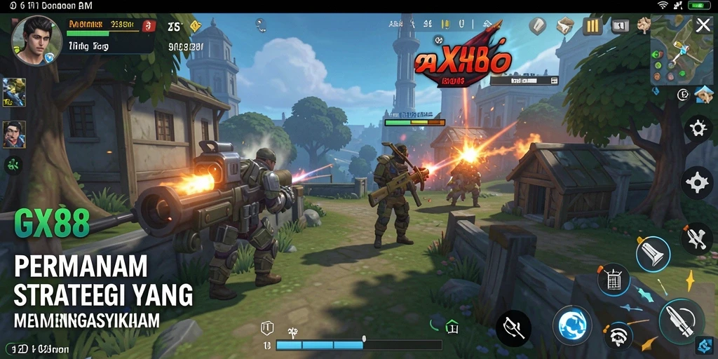 Tangkapan layar utama dari gameplay GX88 yang menampilkan pertarungan strategi.