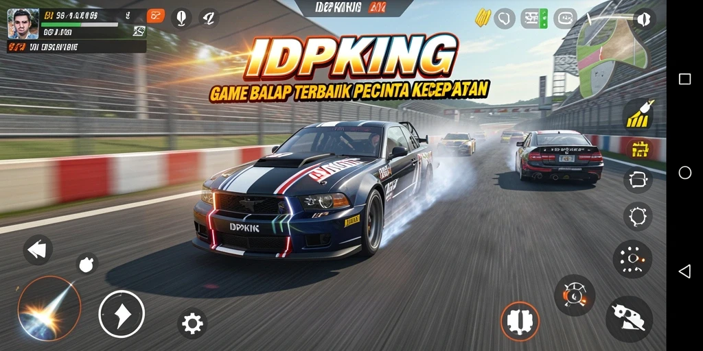 Tampilan gameplay balap yang mendebarkan di IDPKING.