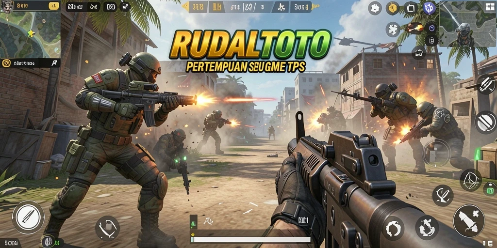 Tangkapan layar RUDALTOTO menampilkan aksi pertempuran yang intens dalam permainan TPS.