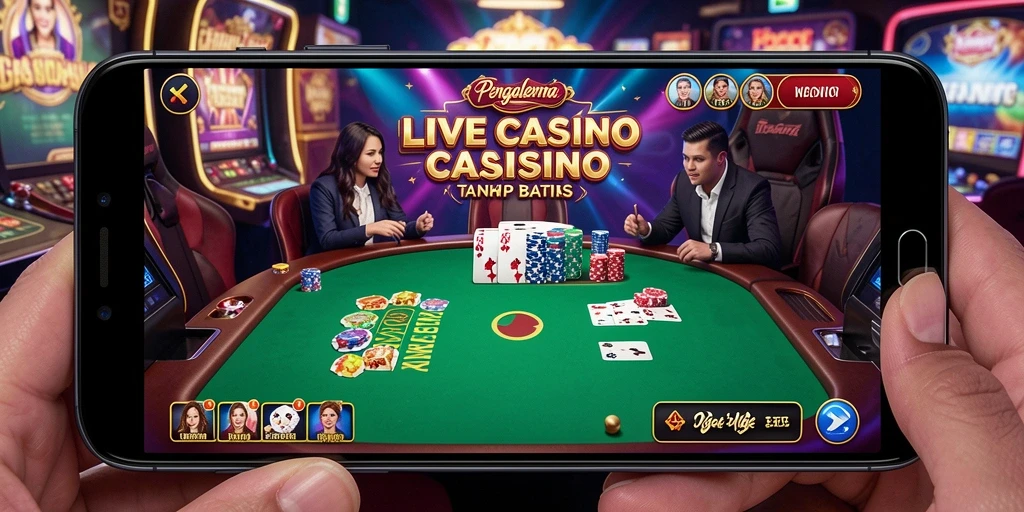Tampilan gameplay T6 dengan dealer langsung yang profesional di Live Casino.